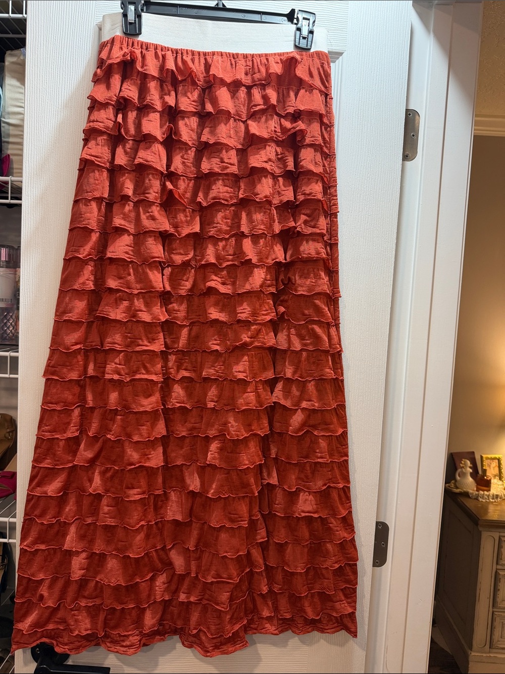 Tiered Ruffle Maxi Skirt - Burnt Orange